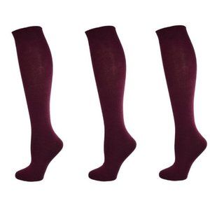 Classic Flat Knit Combed Knee High 3 Pair Socks